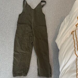 Free People Olive Green Overalls (never worn!)